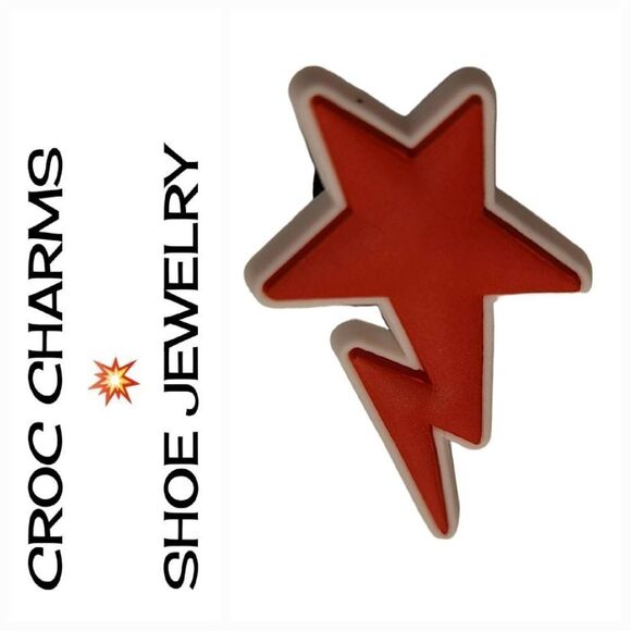 6/$20 Shoe Charm 🌟 Red Lightning Bolt Shooting Star Clog Shoe Jewelry - Picture 1 of 3